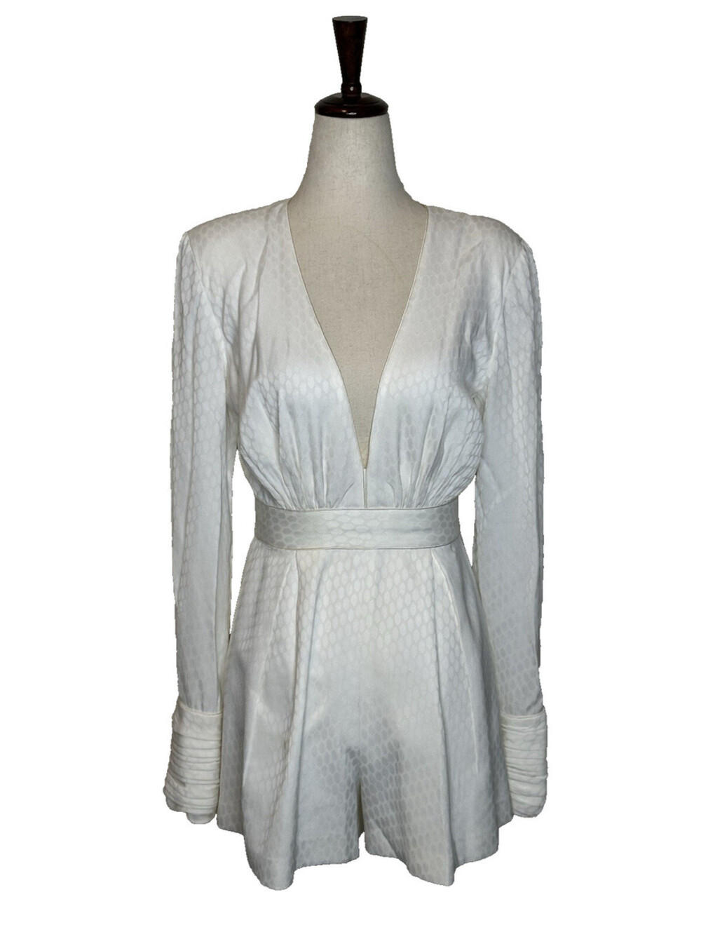 Alexis Murphy Plunge V Neck Snake Print Long Sleeve Romper in Geowhite Womens XS